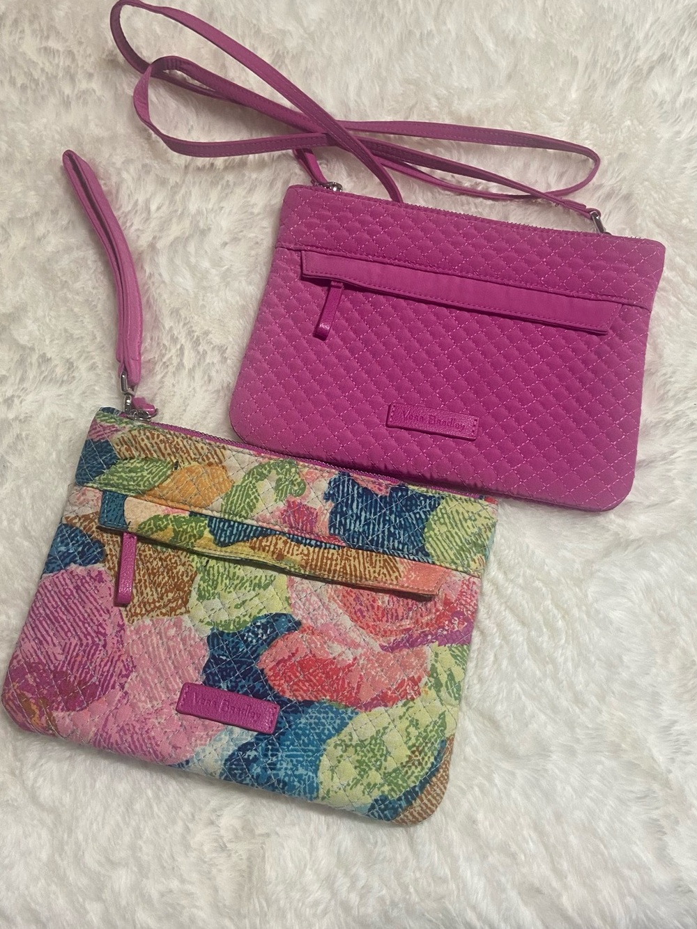 Vera Bradley Superbloom Pink Quilted Crossbody & Multicolor Floral Wristlet Set